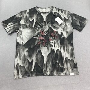 Eleven Paris Shirt Mens XL Marbled White Black Short Sleeve Crew Neck S